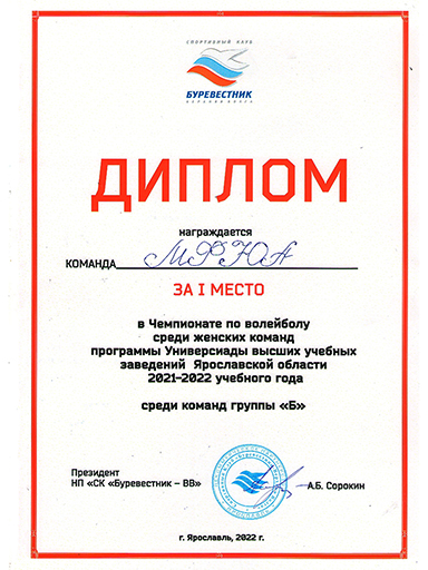 Увеличить. Победа в Чемпионате Ярославской области по волейболу среди женских команд 2022!